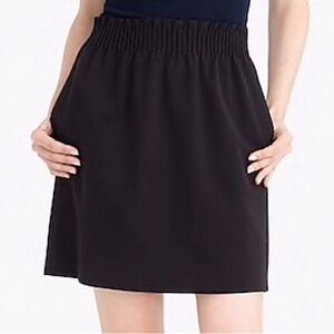 NWT J. CREW Womens Elastic Wool Mini Skirt Lined Pull On Black $70 MSRP Size 0